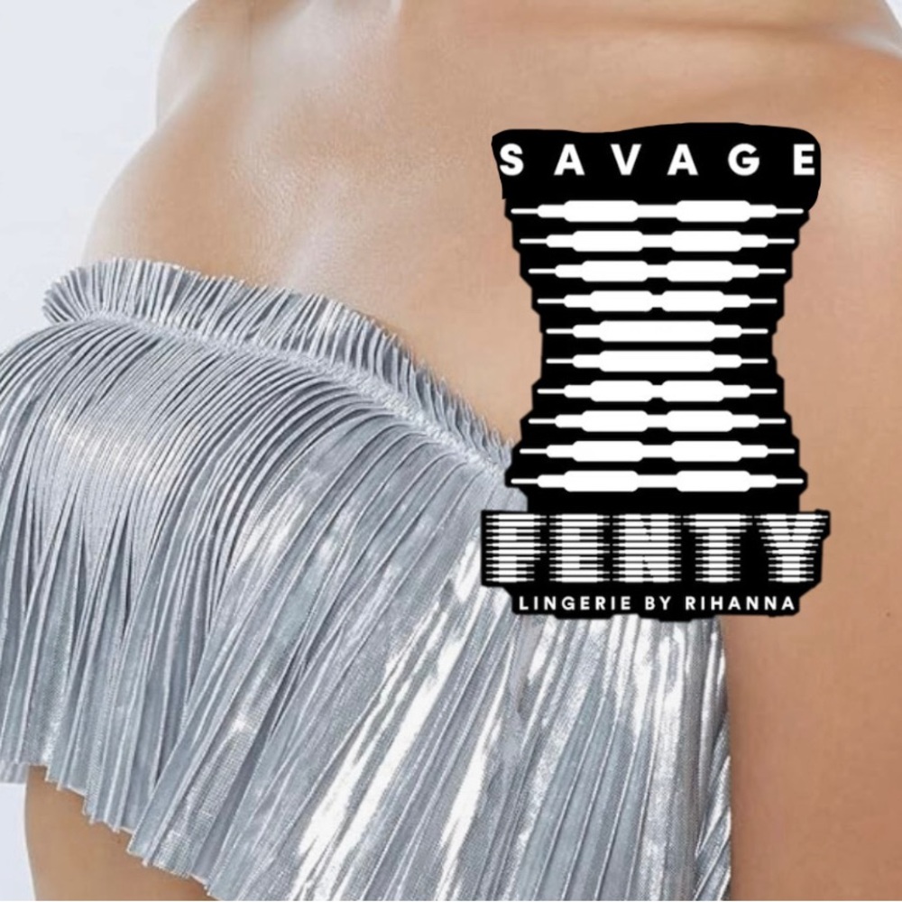 LARGE Savage X Fenty Silver Lamé Bandeau Top